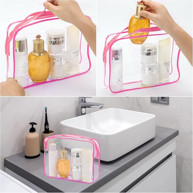 Tbestmax 10 Pack Clear Cosmetic Bags Makeup Bags Portable Waterproof TSA Approved Travel Toiletry Bags Organizer