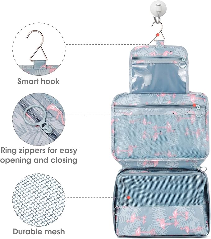 Narwey Hanging Travel Toiletry Bag Cosmetic Make up Organizer for Women and Girls Waterproof