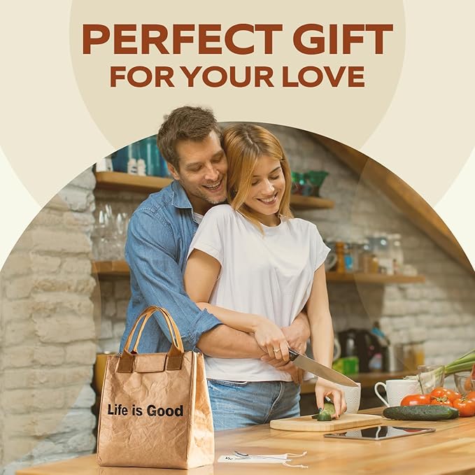 VonNova Insulated Lunch Box for Women, 7L Capacity, Leakproof Lunch Tote Bag, Durable Lunchbox made from Tyvek Material, Adult Cooler Bag for Work, Picnic, Travel and more (Life is Good)