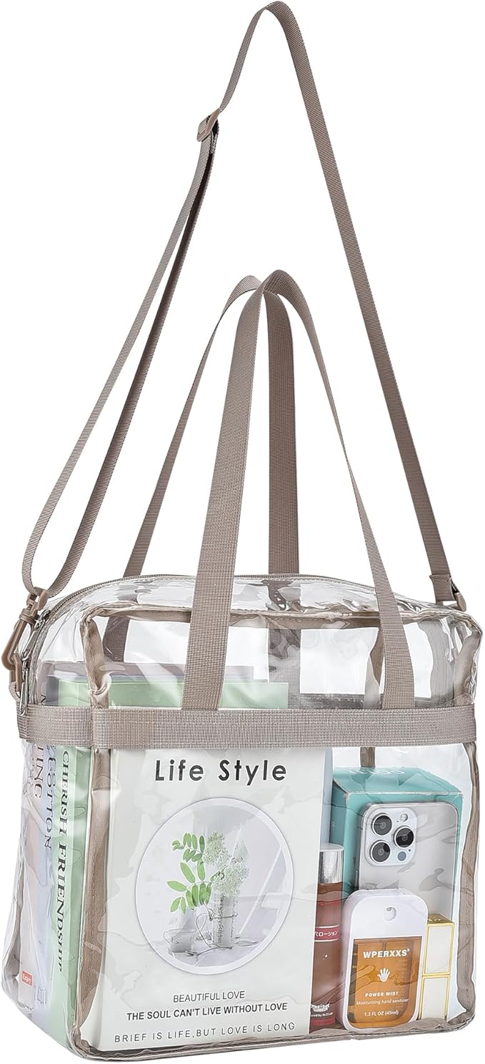 USPECLARE Clear Tote Stadium Approved, Security Travel & Gym Clear Bag for Work Sports Games Concerts