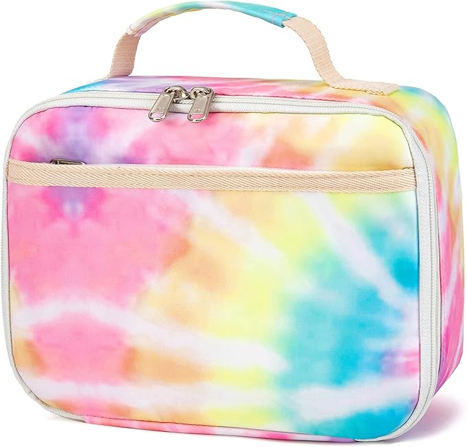 Kids Lunch Box Boys Girls Insulated Lunch Cooler Bag Reusable Lunch Tote Kit for School Travel (094 Tie Dye)