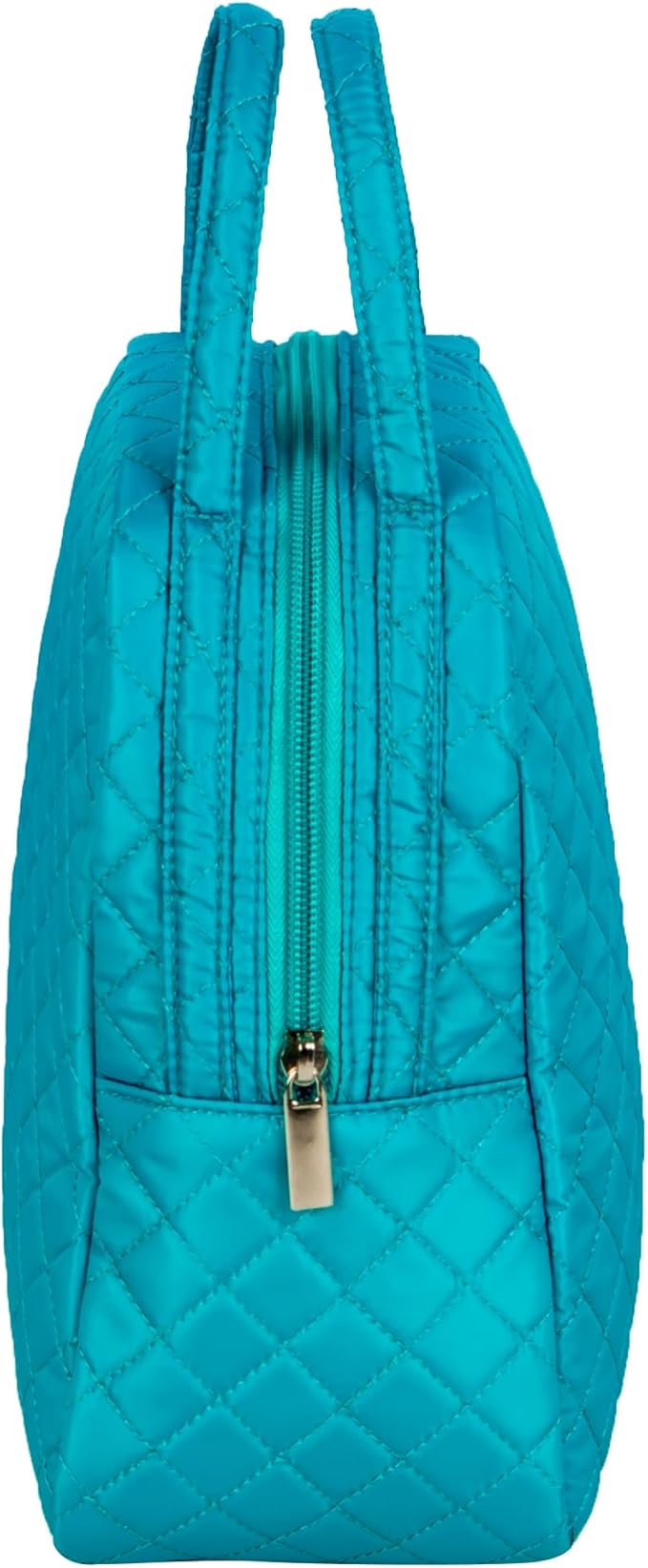 Machine Washable Women Quilted Fabric Insulated Reusable Cooler Lunch Bag Tote Adult Thermal Lunch Box Storage Bag for Ｗork (Blue)