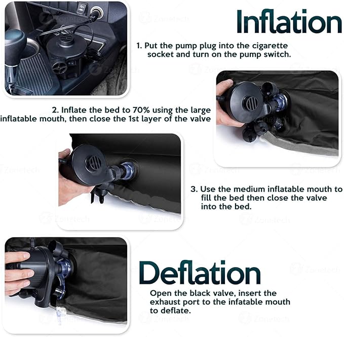 Inflatable Car Air Mattress Back Seat Bed,Thickened Car Travel Camping Air Mattress with Air Pump,Blow Up Bed Portable Car Sleeping Mattress for Car Universal SUV
