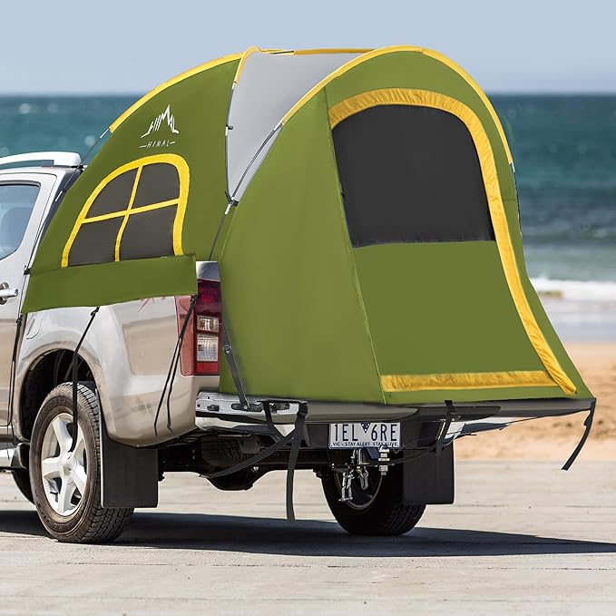 Pickup Truck Tent, Waterproof PU2000mm Double Layer for 6.5 FT Truck Bed, Portable Bed Tent for Camping, Green