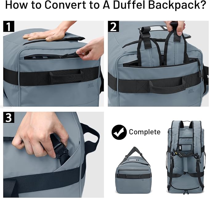 MIER Water Resistant Backpack Duffle Heavy Duty Convertible Duffle Bag with Backpack Straps for Gym, Sports, Travel