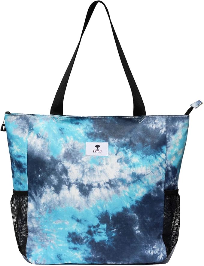 ESVAN Original Floral Water Resistant Large Tote Bag Shoulder Bag for Gym Beach Travel Daily Bags Upgraded