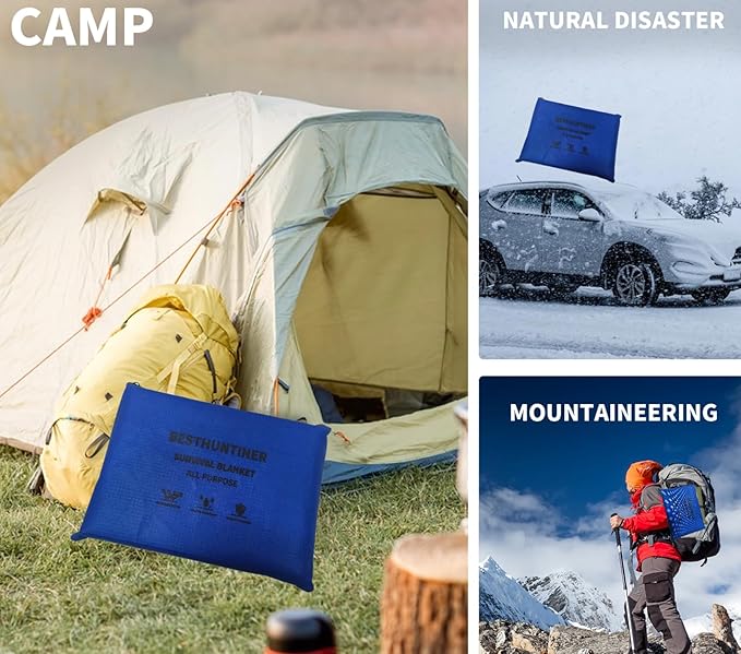 Heavy Duty Survival Blanket -Multifunctional Reflective Tarp Thermal Blanket - 60" x 83" Waterproof Sandproof for Camping Hiking Outdoors Multifunctional Emergency Blanket…