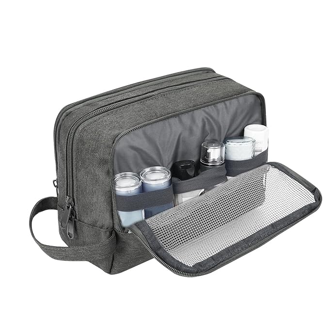 Toiletry Bag for Men Hanging Dopp Kit Water Resistant Shaving Bag Small Toiletry Bag for Traveling (Denim Pure Grey)