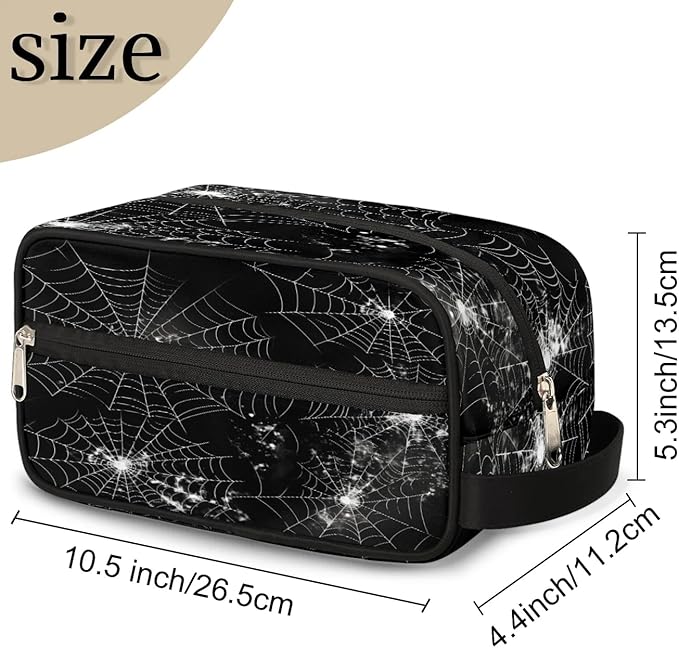 Spiders Web Hanging Toiletry Bag,Travel Hygiene Kits,Waterproof Makeup Carry-on Bags,Cosmetic Bag,Approved Shave Dopp Kit for Toiletries Shower Bathroom Halloween Accessories Gifts Black
