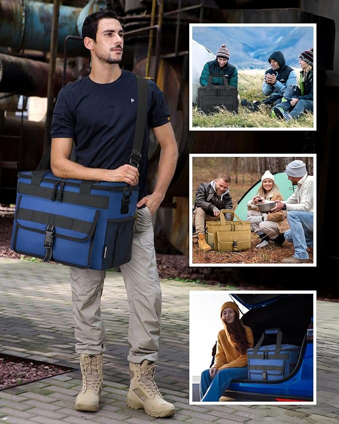 JOYHILL Lunch Box for Men, 40 Cans Large Insulated Lunch Bag, Leakproof Portable Cooler Bag with Shoulder Strap for Camping, Beach, Outdoor, Picnic, Food Delivery 30L,Blue