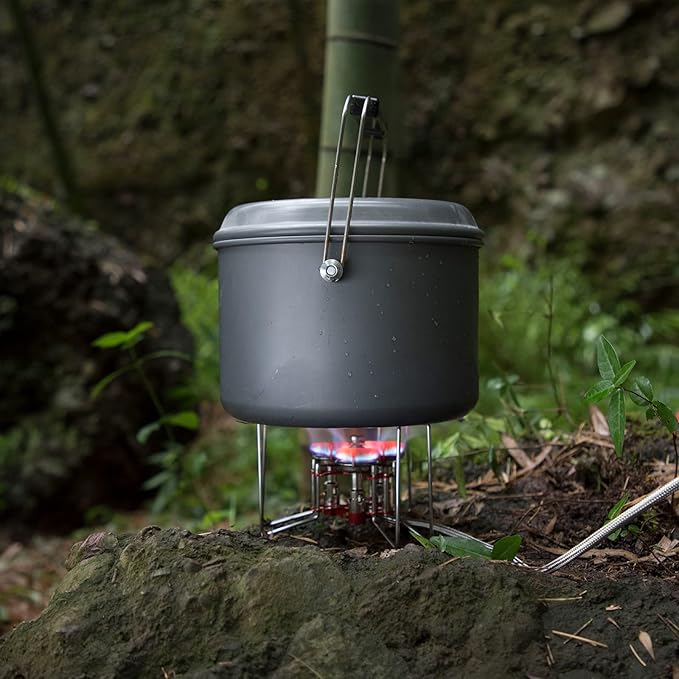 Bulin Backpacking Camping Stove, 5800W Portable Folding Lightweight Camp Gas Stove, Single Adjustable Pocket Emergency Survival Cooking Burner Kit for Outdoor, Hiking, with Carry Bag