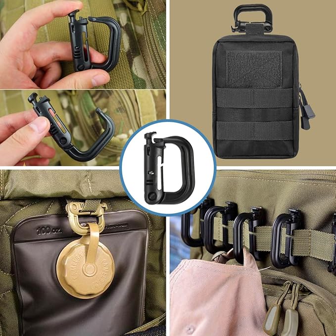 MUCHER 2 Pack Molle Pouches Tactical Pouches EDC Pouch Organizer Molle Bag Utility Pouch with 4 Carabiners for Outdoor Hiking Hunting Camping Training