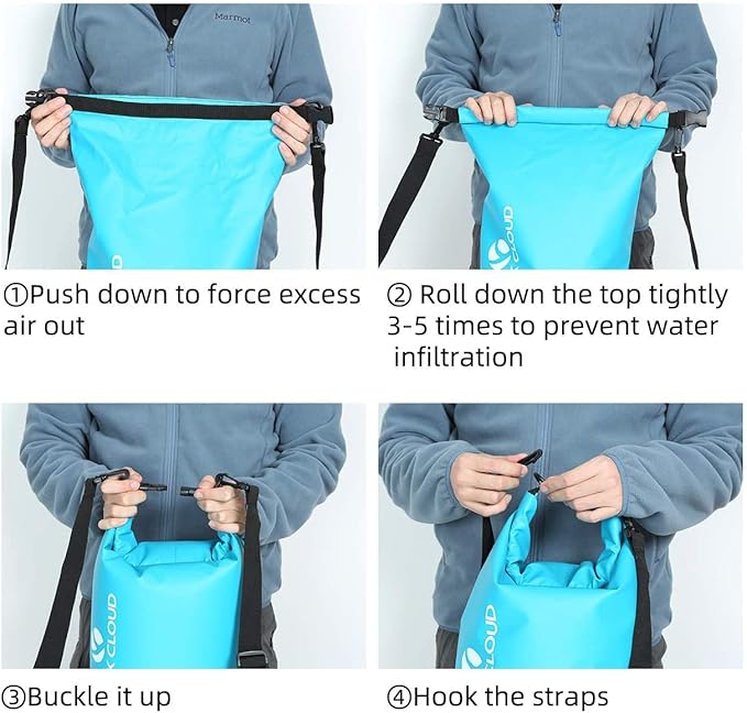 ROCK CLOUD Dry Bag Waterproof 10L Dry Sack for Kayaking Rafting Boating Beach Surfing Swimming Canoe Camping Hiking Fishing Ski, Yellow