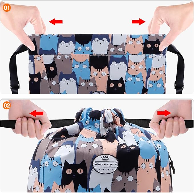 HUA ANGEL Floral Print Drawstring Bag - Lightweight Waterproof Cinch Sackpack with Side Pocket for Men & Women Travel Gym Bag