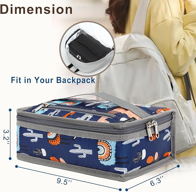 FlowFly Small Insulated Lunch box Portable Soft Bag Mini Cooler Thermal Meal Tote Kit with Handle for Work & School (Alpaca)
