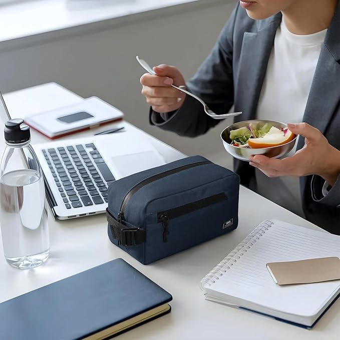 MIER Freezable Snack Bags Small Frozen Mini Cooler Lunch Bag Freezer Insulated Pouch for Adults Work Travel On-the-go,Dark Blue