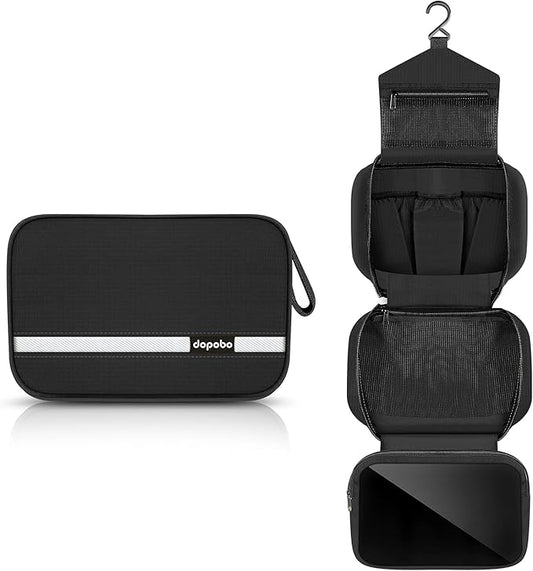 dopobo Travel Toiletry Bag for Women, Dopp Kit for Men, Waterproof Makeup Bag Shaving Bag with Hanging Hook, Portable Toiletry Organizer for Traveling and Camping