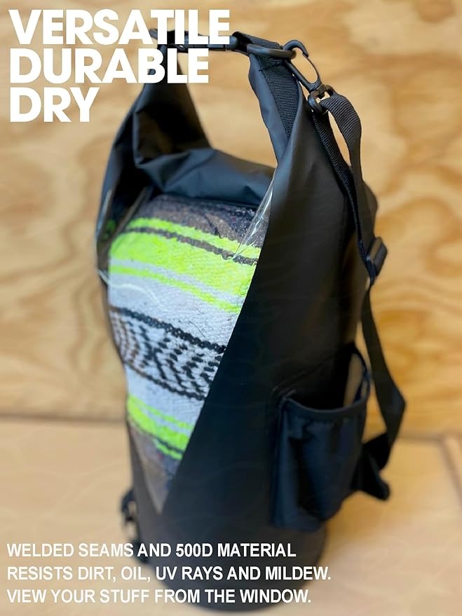 WALRI 20L Waterproof day pack for Sports, Surf, Turf and Dirt (Black)