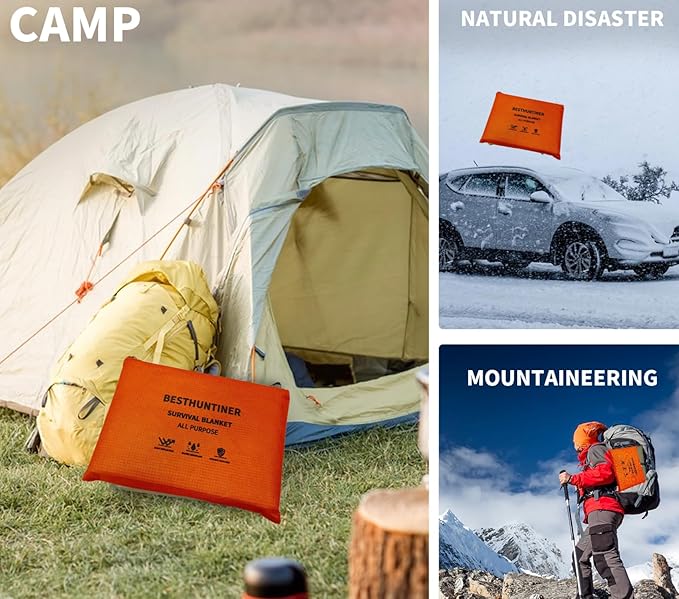 Heavy Duty Survival Blanket -Multifunctional Reflective Tarp Thermal Blanket - 60" x 83" Waterproof Sandproof for Camping Hiking Outdoors Multifunctional Emergency Blanket…