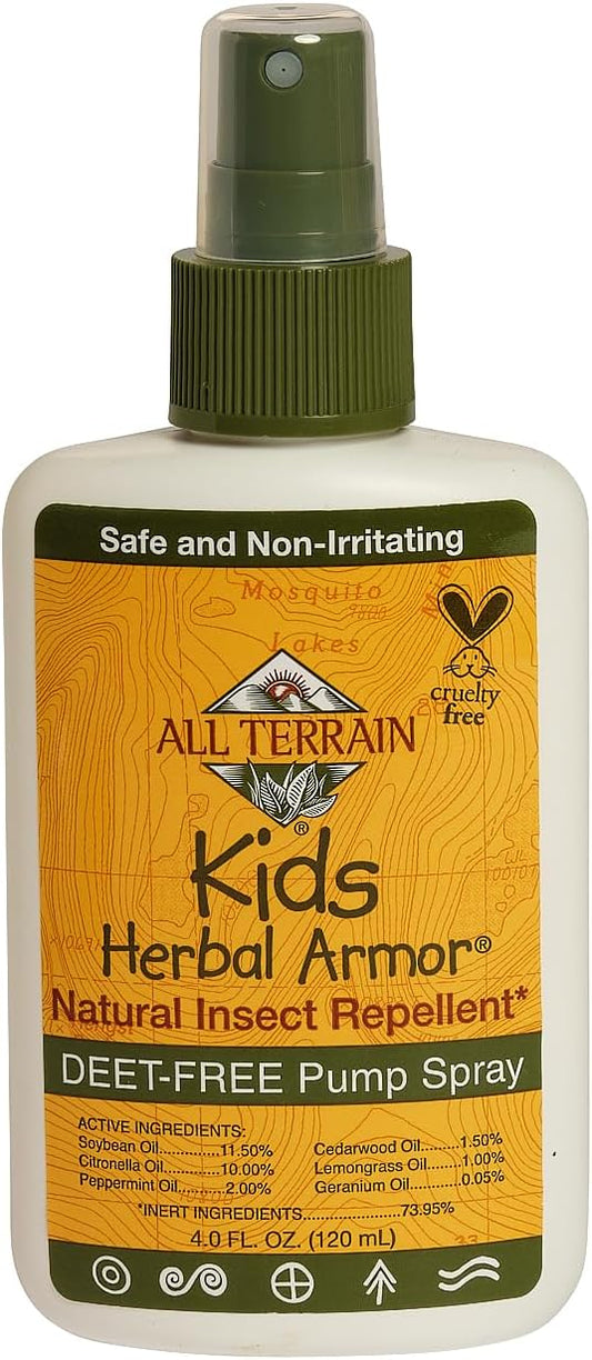 Kids Herbal Armor DEET-Free Pump Spray 4oz. Insect Repellent, Plant-Based and All-Natural Bug Repellent, Safe for Family and Pets, Mosquito and Bug Protection