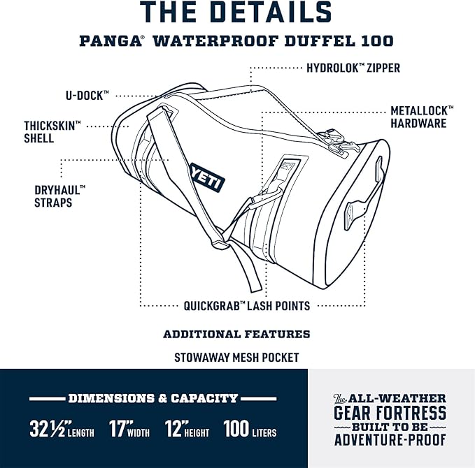YETI Panga Series Airtight, Waterproof, Submersible, Dry Duffel Bags