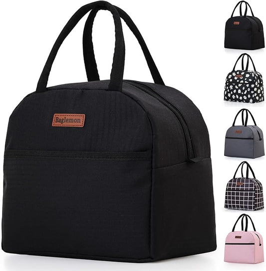 Insulated Lunch Bag for Women Men, Lunch Containers Reusable High Capacity Lunch Tote Bags for for Work Picnic(Black)
