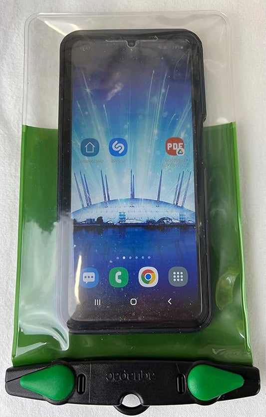 Aquapac Waterproof Phone Case, Large, Dark Green, Lanyard, iPhone and Android, Made in The UK, Hiking, Mountain Biking, Running Accessory, Travel Essential, 5 Year Warranty. IPX8 Certified to 30 ft.