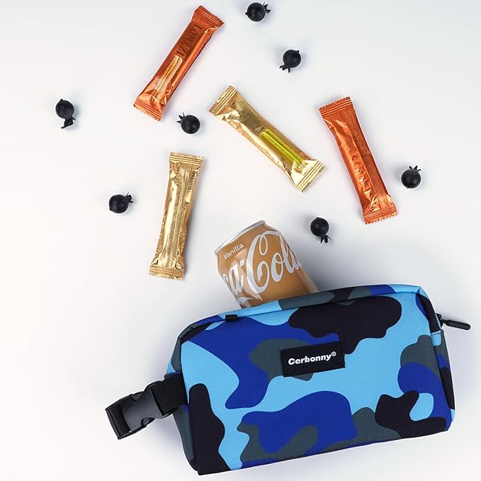 Cerbonny Small Insulated Cooler Bag, Freezable Lunch Bag for Work School Travel, 2.2L, Blue Camo