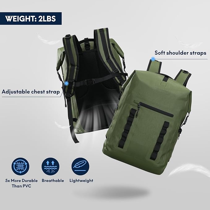 Haimont Waterproof Dry Backpack 30L TPU Lightweight Roll Top Dry Bag for Men Women, Beach, Kayaking, Travel, Hiking