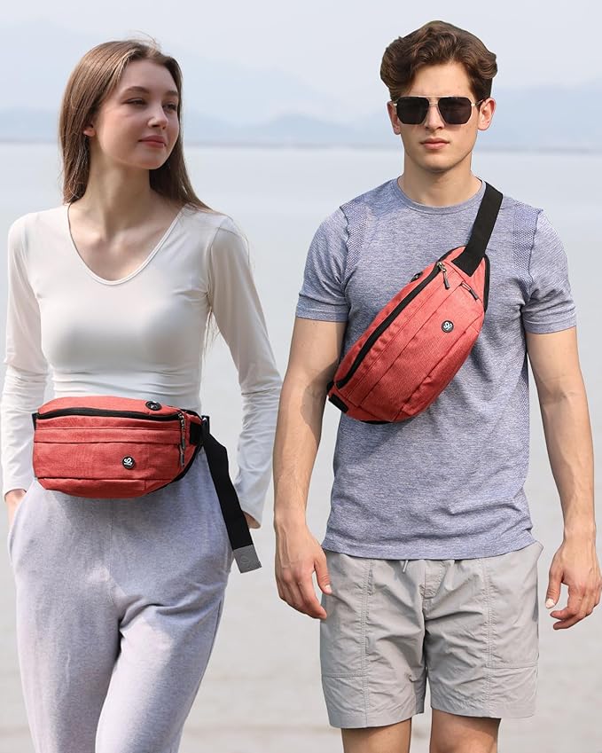 WATERFLY Fanny Pack for Men Women Water Resistant Large Hiking Waist Bag Pack Carrying All Phones for Running Walking Traveling