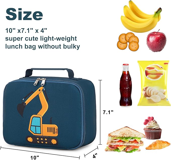 LOIDOU Lunch Box Kids Boys Insulated Lunch Bag Thermal Meal Tote Truck Reusable Lunch Pail Bags for School Travel