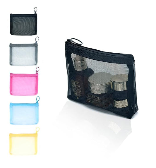 patu Widened Mini Zipper Mesh Bags, Size S, 5" x 4" x 2", 5 Pieces, Beauty Makeup Lipstick Cosmetic Accessories Organizer, Small Travel Kit Storage Pouch, Assorted Colors