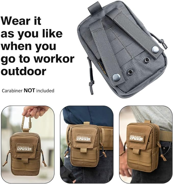 EXCELLENT ELITE SPANKER Tactical Molle EDC Pouch Nylon Belt Waist Bag Camping Hiking Organizer with Cellphone Holster for iPhone 12Pro 12 11ProMax XsMax XR XS X 8Plus 8 7 6 Samsung Galaxy Note 9 S9