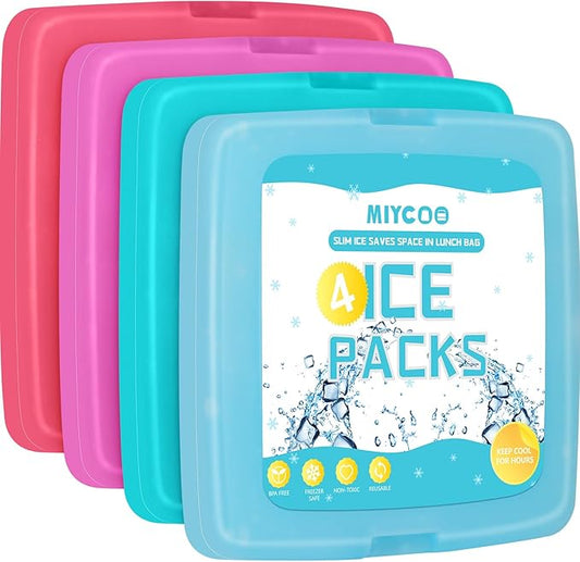 MIYCOO Ice Packs for Lunch Boxes & Lunch Bag - Quick Freeze Ice Pack Space Saving Freezer Packs - Reusable Slim Original Cool Pack - Cooler Accessories for Beach, Camping and Fishing