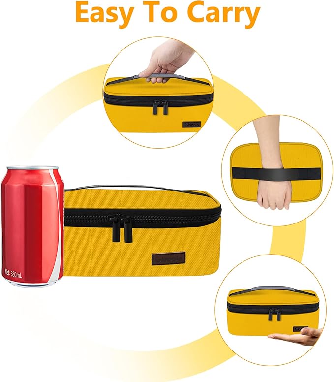 Gloppie Mini Lunch Box Small Kids Lunch Bag Compact LunchBox Bag, CPC Certified | Child-Safe Materials, Insulated LunchBag Reusable Sandwich Containers Snack Box, Yellow