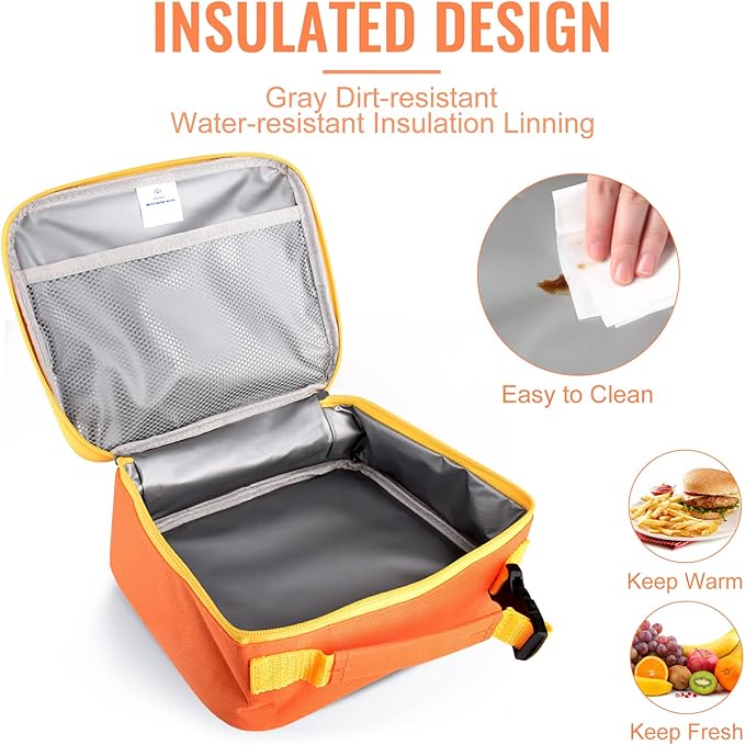 Genteen Lunch Box Lunch Bag for Kids Girls,Insulated Lunch Bag Women,Reusable Lunchbox for School,Work,Outdoor(Orange)