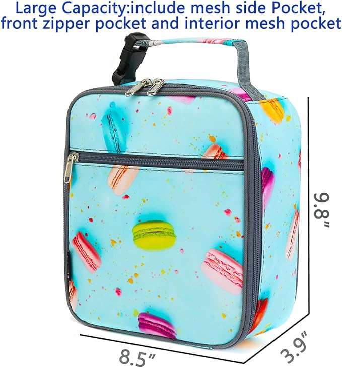 FlowFly Kids Lunch box Insulated Soft Bag Mini Cooler Back to School Thermal Meal Tote Kit for Girls, Boys, Biscuits