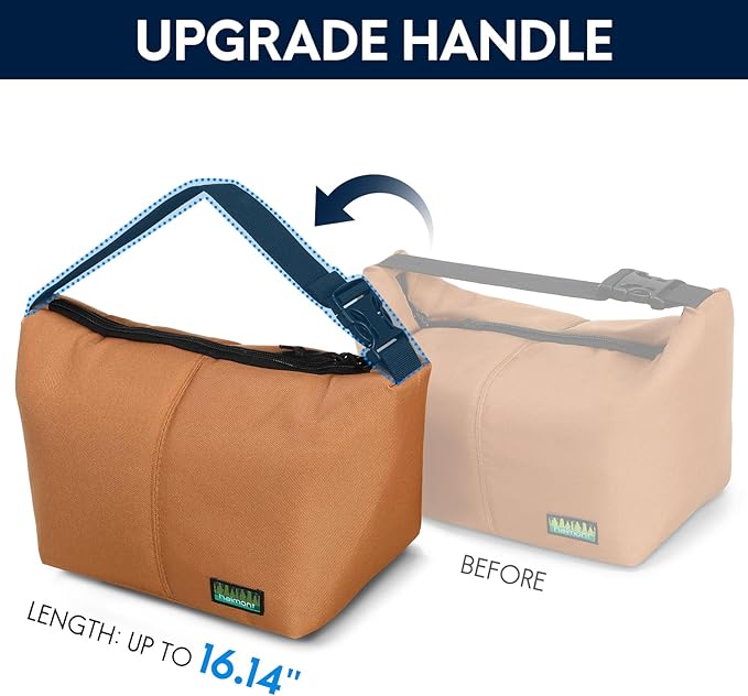 Haimont Small Lunch Cooler Bags for Work, Insulated Cooler Tote Lunchbag with Adjustable Buckle, Leakproof Soft Lunchbox for Outdoor, Daytrip, Camping, Brown