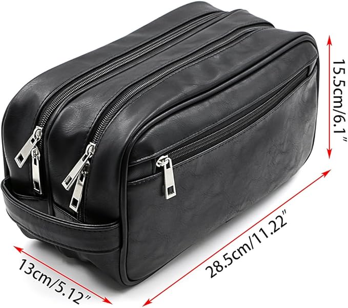 Sumnacon Toiletry Bags, Unisex PU Leather Waterproof Travel Toiletry Bag Organizer Perfect for Shaving Grooming Dopp Kit & Household Business Vacation, Cosmetic Bag with Portable Handle