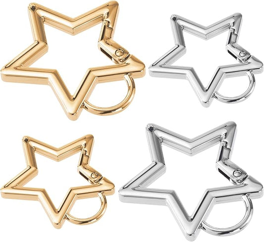 Star Carabiner, Zinc Alloy Heavy Duty Star Shaped Keychain Clip, Carabiner Clip for Camping, Hiking, Fishing