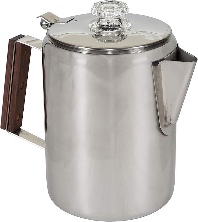 Stansport Stainless Steel Percolator Coffee Pot 9 Cups (276-9), Silver