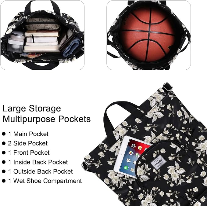 Dry Wet Drawstring Backpack with Shoe Compartment for Women Adjustable Gym Bag