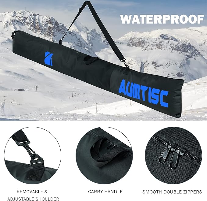 AUMTISC Ski Bag and Boot Bag Combo, Padded Ski Bags for Air Travel Flying, Adjustable Length for Skis Up to 200 cm and Boots Up to Size 13