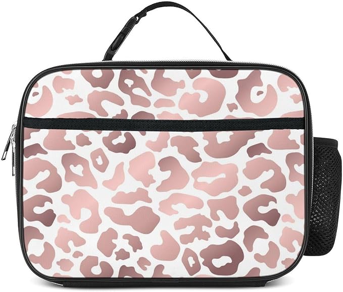 Leopard Lunch Bag Insulated Reusable Lunch Box Kids Girls Boys Cooler Thermal Tote Bag For Men Women School Work Picnic