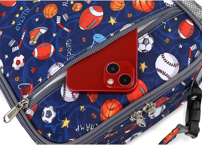 FlowFly Kids Lunch box Insulated Soft Bag Mini Cooler Back to School Thermal Meal Tote Kit for Girls, Boys, Football