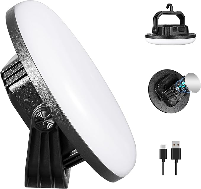 VAVOFO 42W LED Camping Lantern Rechargeable, 180 LED with 3 Lighting Modes, 4000LM, 10,000mAh Portable Tent Light with Magnet, IP65 Waterproof for Emergencies ,Power Outages,Hiking (Black)