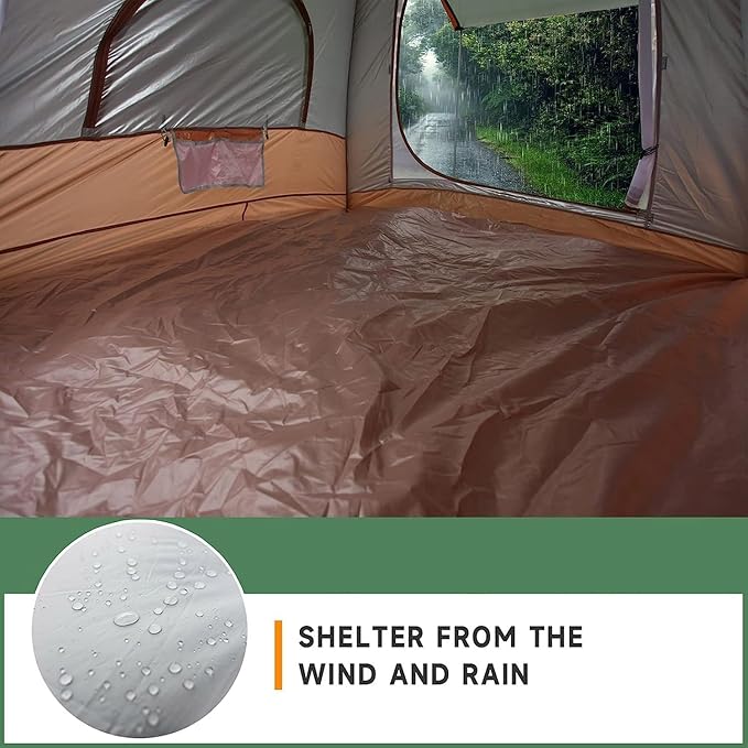 Upgrade Inflatable Camping Tent with Pump, Easy Setup 4 Season Glamping Tent, 2-4 Persons Waterproof Windproof Outdoor Self-Supporting Air Tent-7.8FT x 7.8FT x 5.6FT