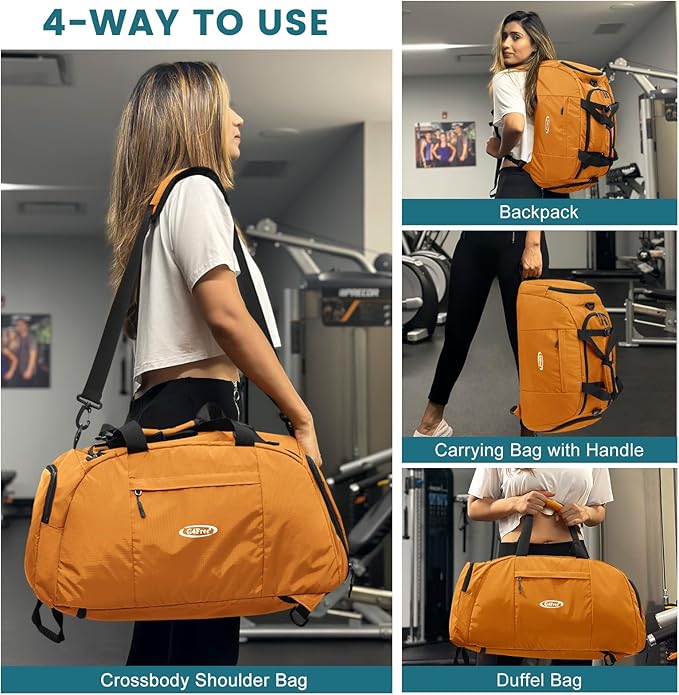 G4Free 40L 3-Way Duffle Bag Backpack Gym Bag for Men Women Sports Duffel Bag with Shoe Compartment Travel Backpack Luggage