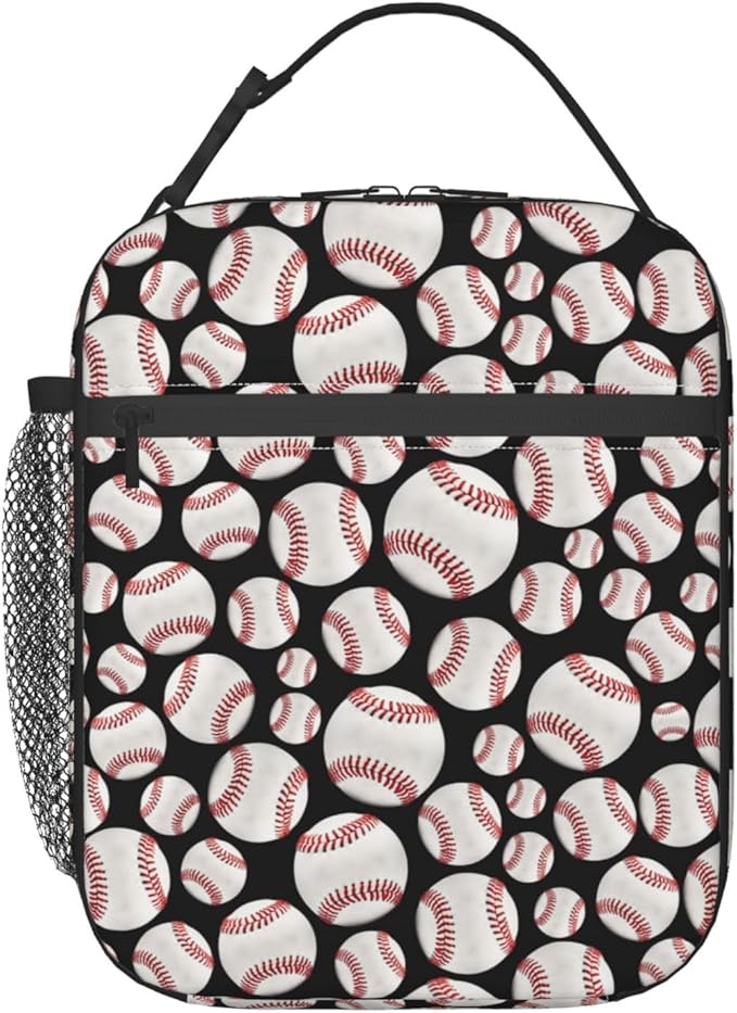 Baseball Ball Lunch Bag Insulated Reusable Lunch Box Thermal Cooler Tote For Men Women Work Travel Picnic Hiking
