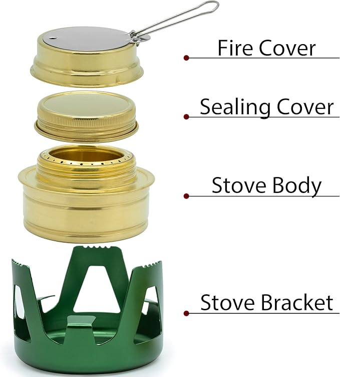 Outdoor Mini Portable Alcohol Stove Burner for Backpacking Hiking Camping Survival - Green